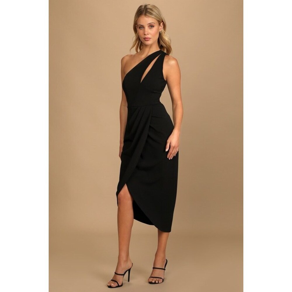 Lulus So Flirty Black One-shoulder Cutout Asymmetrical Dress - Size XL